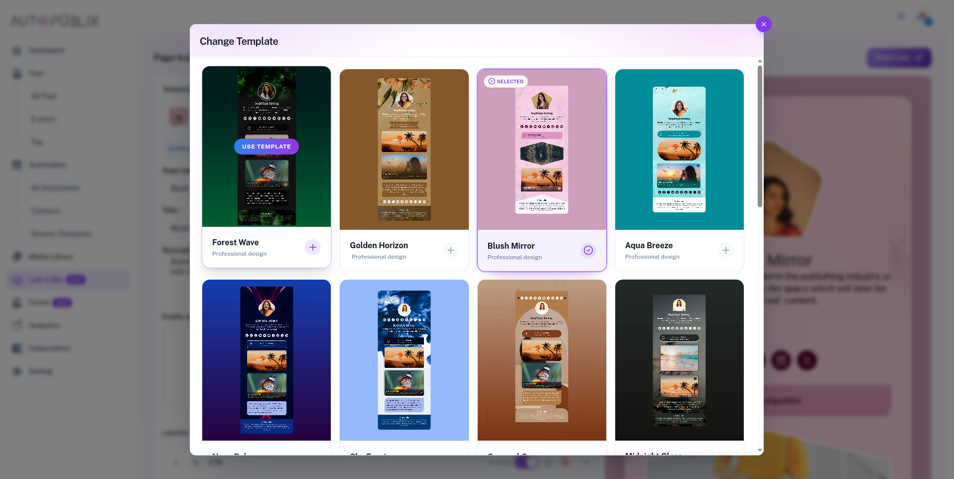 Change Template picker
