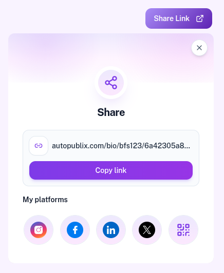 Share panel with Copy link and My platforms