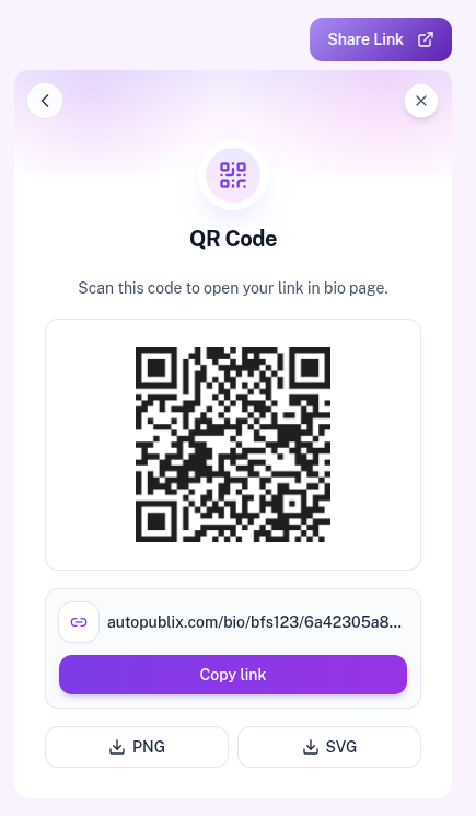 QR code download PNG and SVG