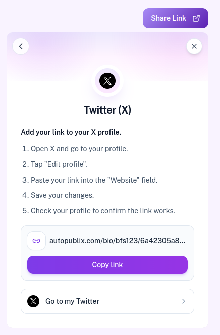 Share to X instructions