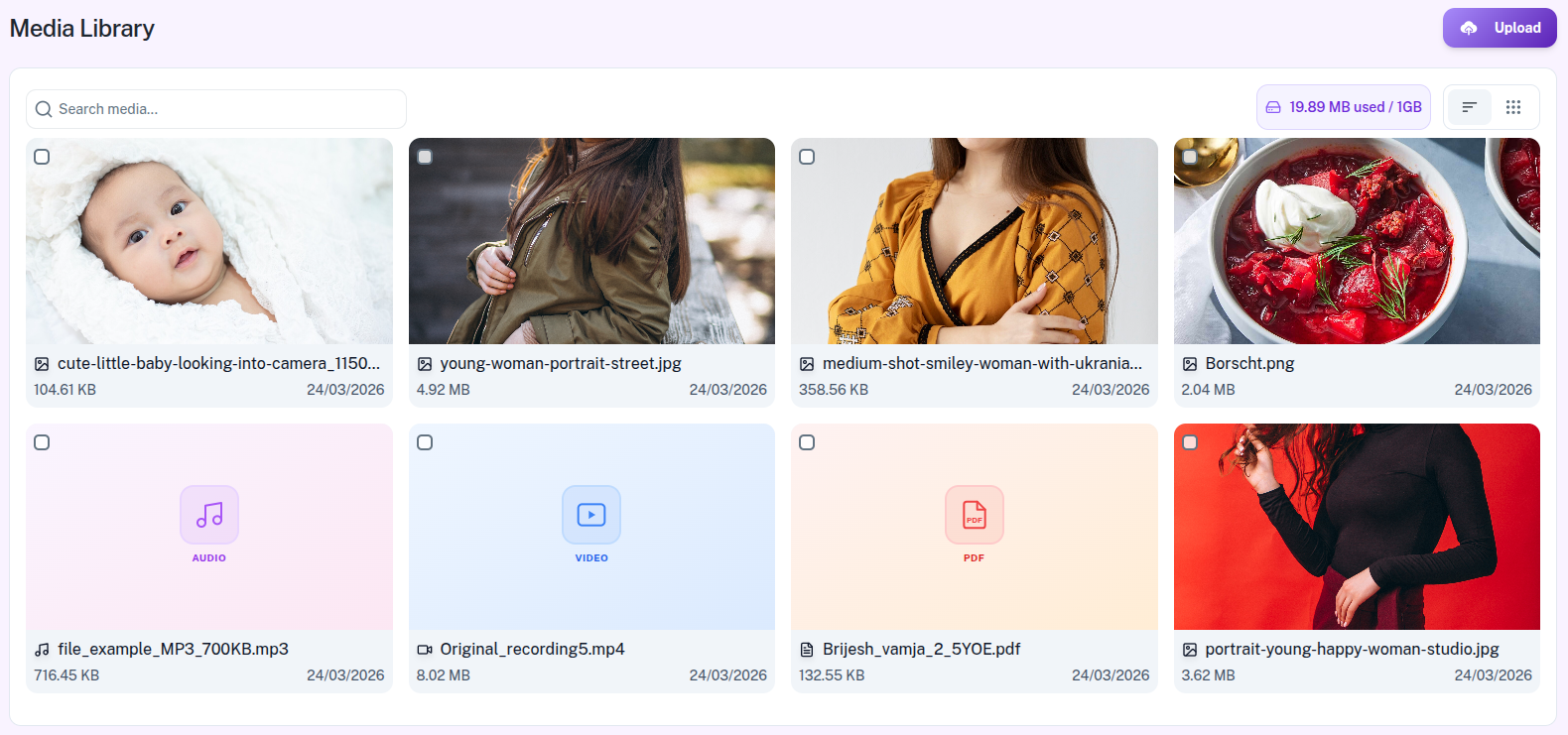 Media Library Grid View