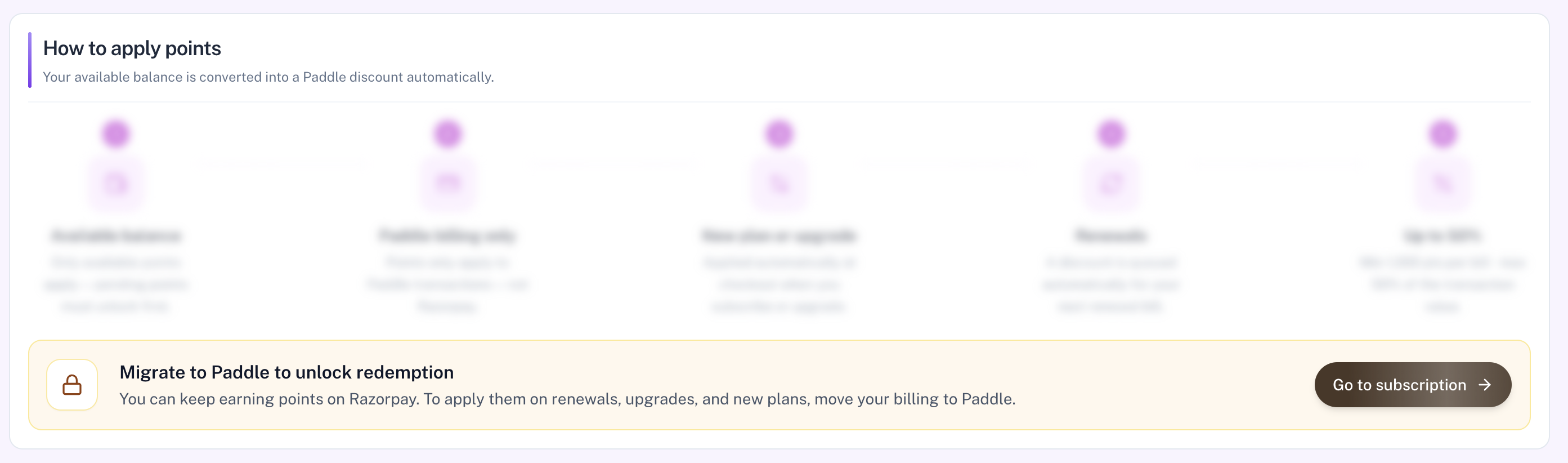 How to apply points locked until Paddle migration