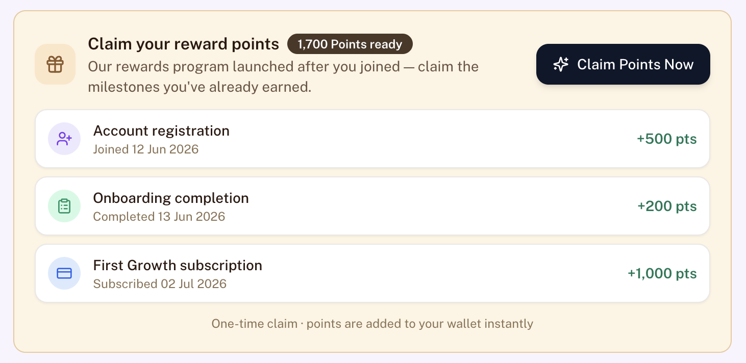Claim your reward points banner
